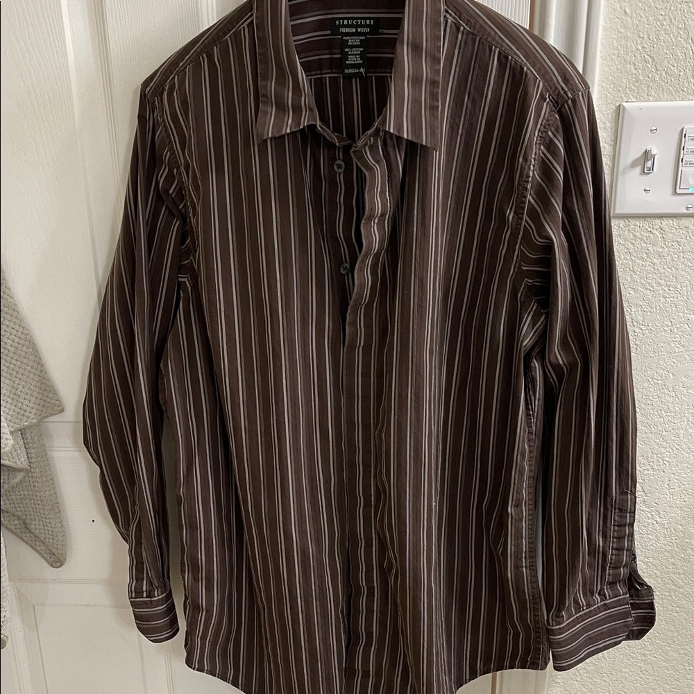 NWOT Structure Men's Dark Brown Pinstripe Shirt